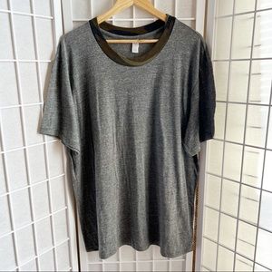 NWOT Alternative Apparel Earth Gray Crew Neck Short Sleeve Tee Camo Trim XXL